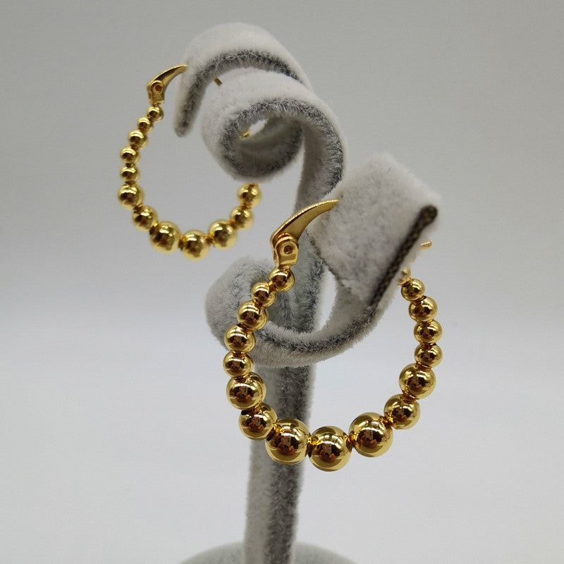 Gold Beaded Circle Hoop Earrings