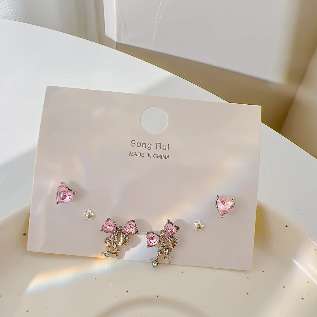 Y2K Pink Heart Stud Earrings