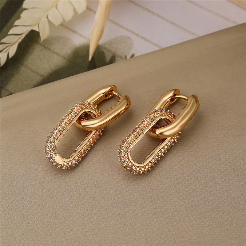 Double Loop Design Drop Earrings