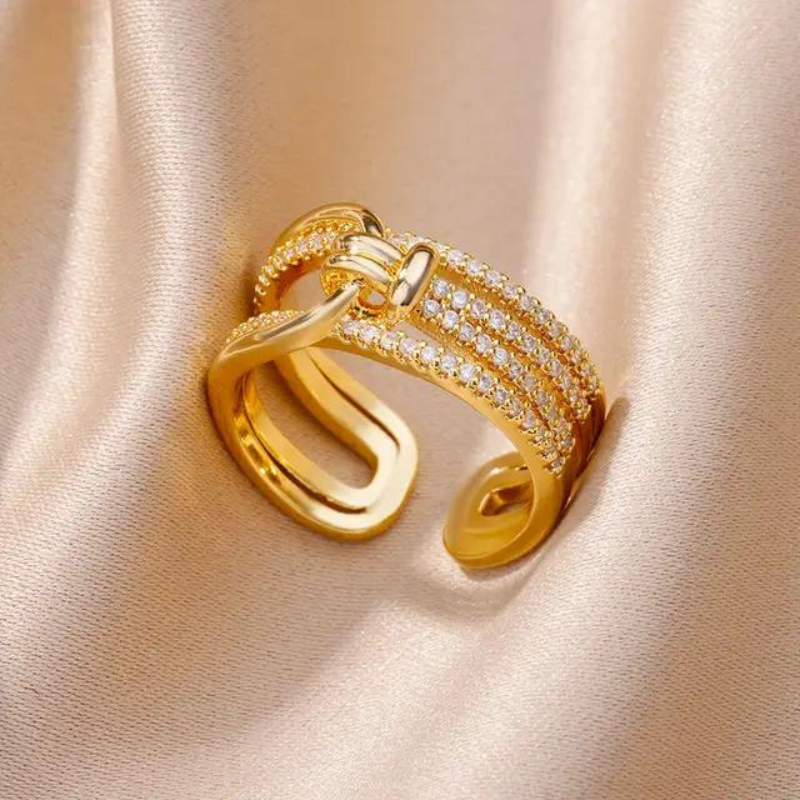 Gold Honey Comb Stainless Steel Rings