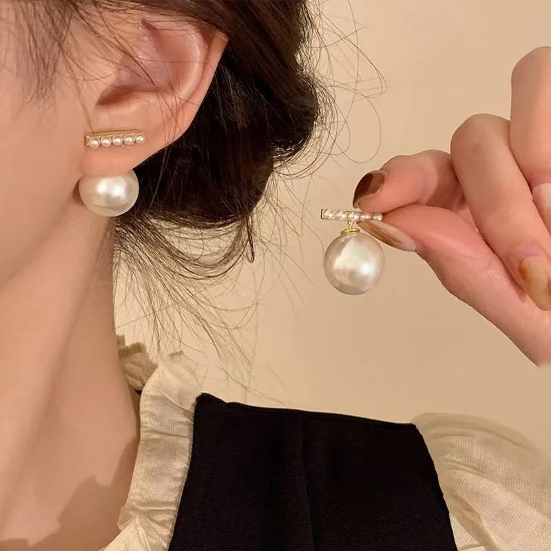 Elegant Spliced Flat Pearl Earrings