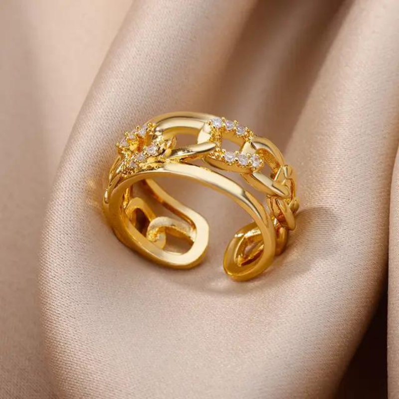 Gold Honey Comb Stainless Steel Rings