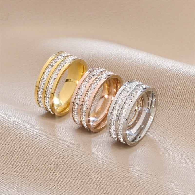 Rhinestone Stainless Steel Ring