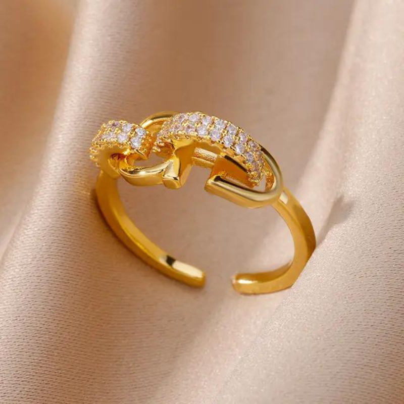 Gold Honey Comb Stainless Steel Rings