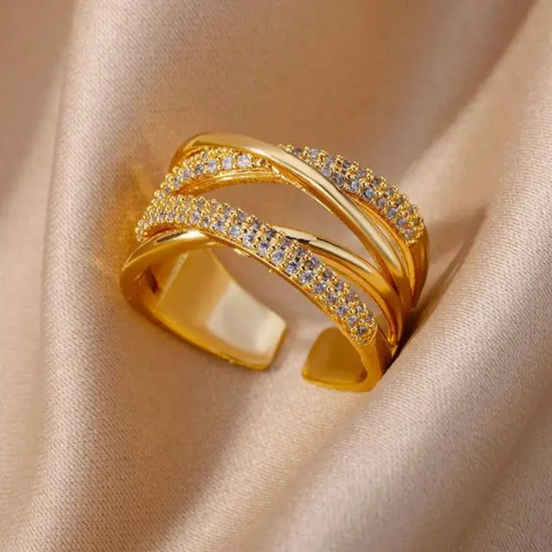 Gold Honey Comb Stainless Steel Rings