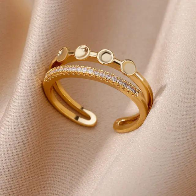 Gold Honey Comb Stainless Steel Rings