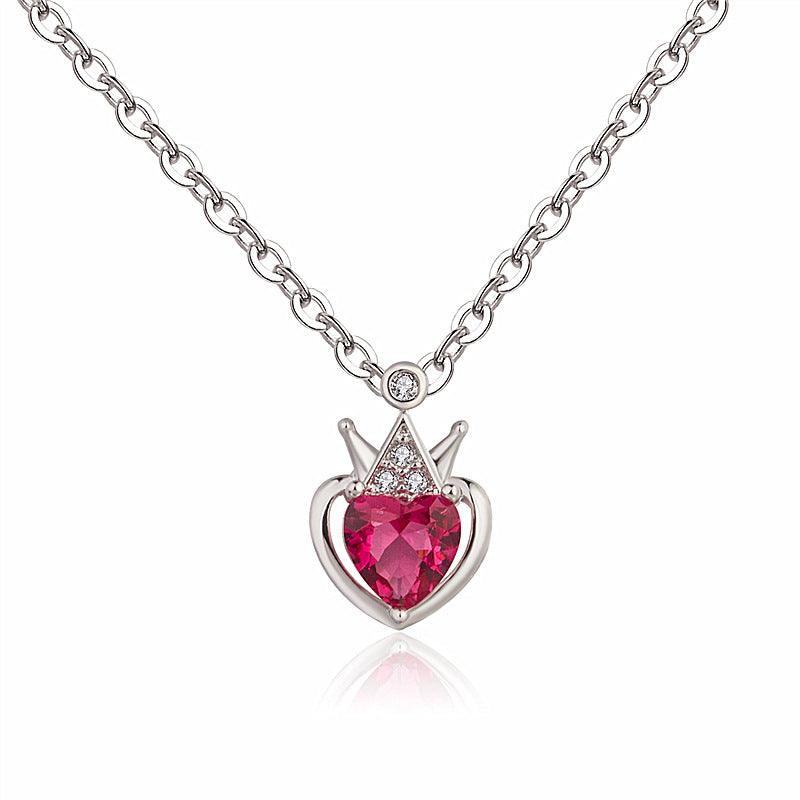 Heart Shaped Diamond Clavicle Chain Necklace