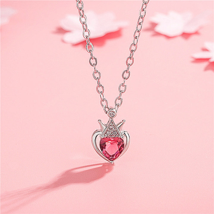 Heart Shaped Diamond Clavicle Chain Necklace