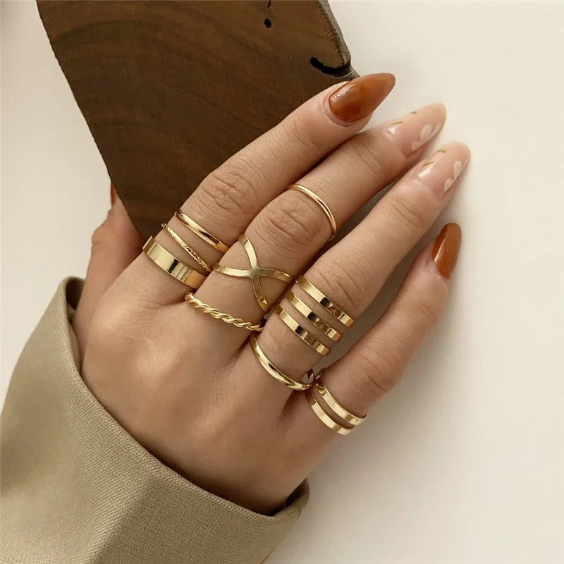 Modyle Boho Gold Color Heart Rings