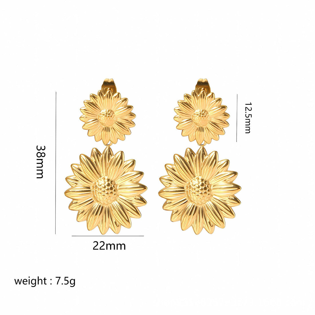 Gold Butterfly Flower Stud Earrings