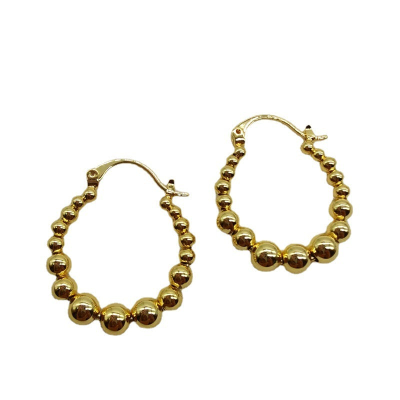 Gold Beaded Circle Hoop Earrings