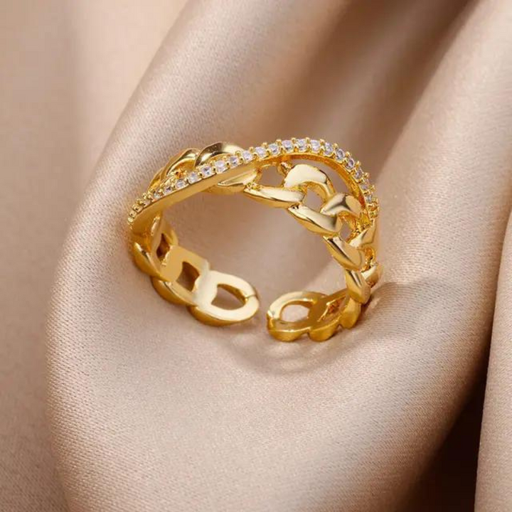 Gold Honey Comb Stainless Steel Rings