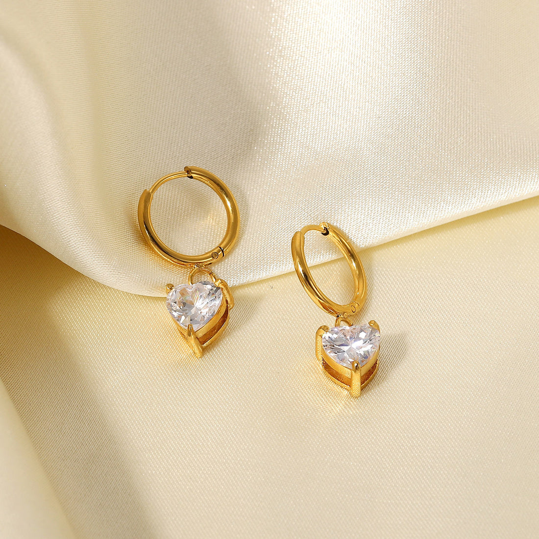 Women's Heart-Shaped Zircon Square Earrings