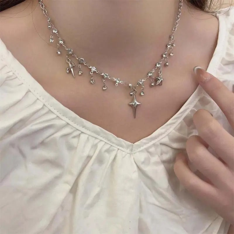 Four Pointed Star Tassel Necklace