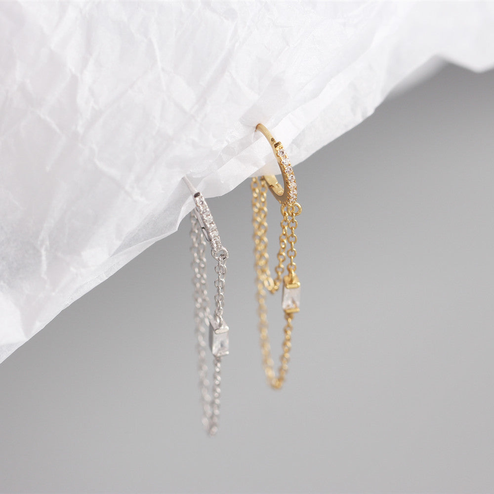 INS Style Silver Tassel Earrings