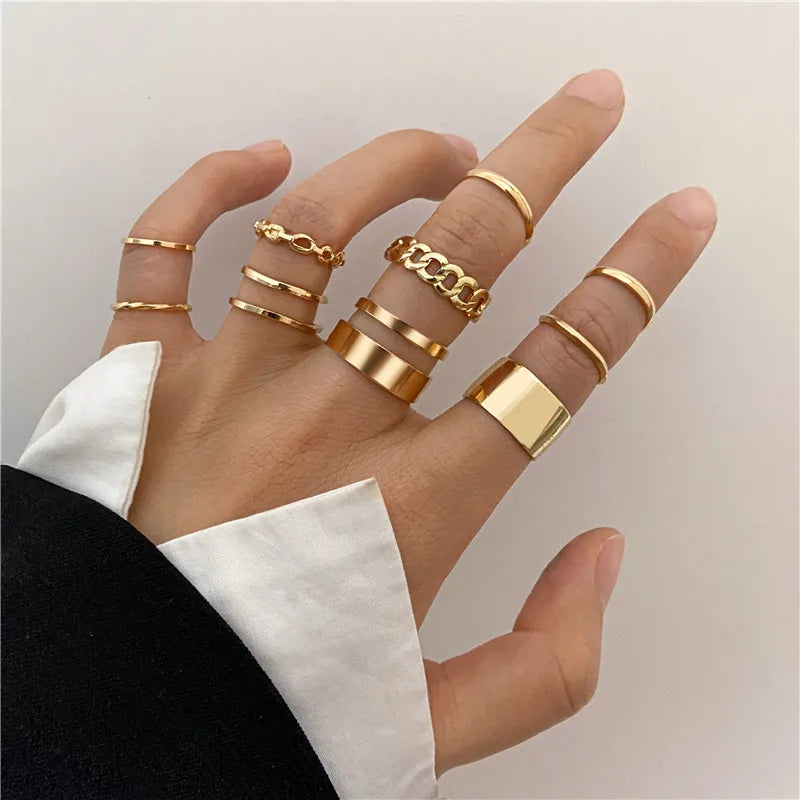 Modyle Boho Gold Color Heart Rings