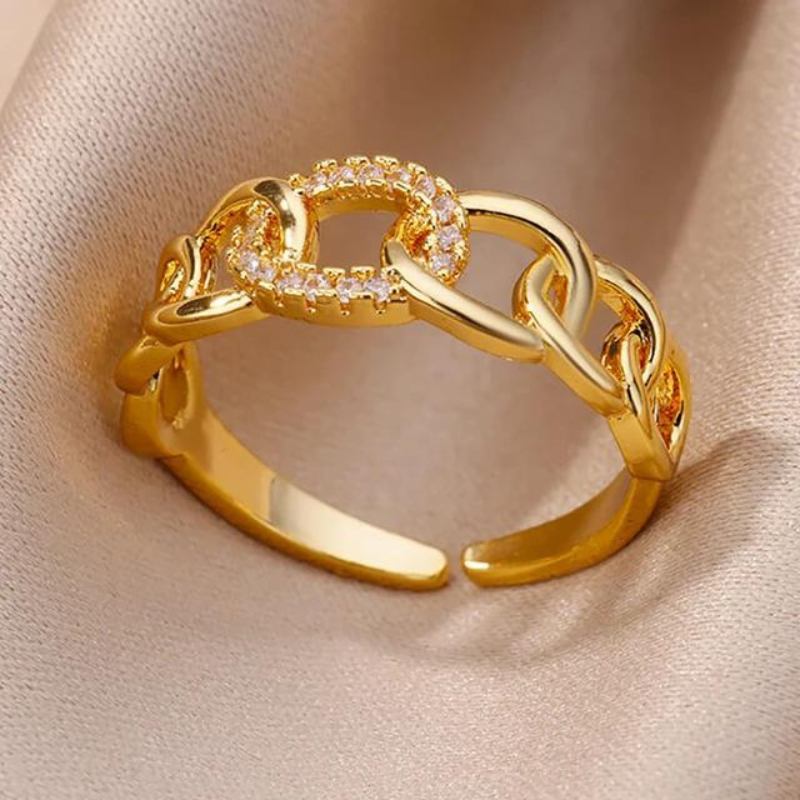 Gold Honey Comb Stainless Steel Rings