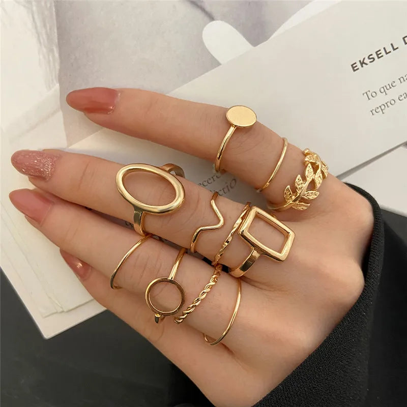 Modyle Boho Gold Color Heart Rings