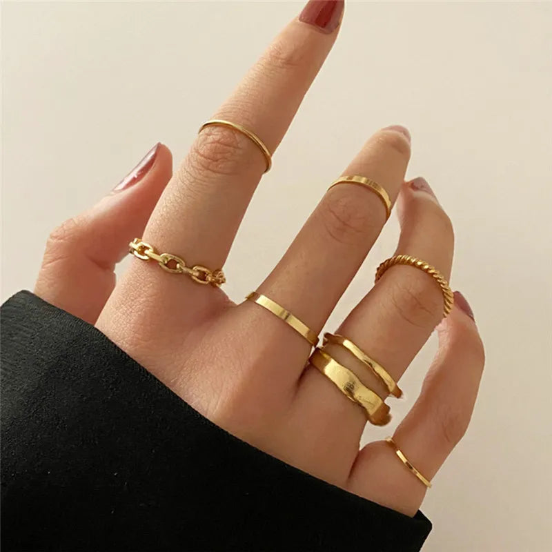 Modyle Boho Gold Color Heart Rings