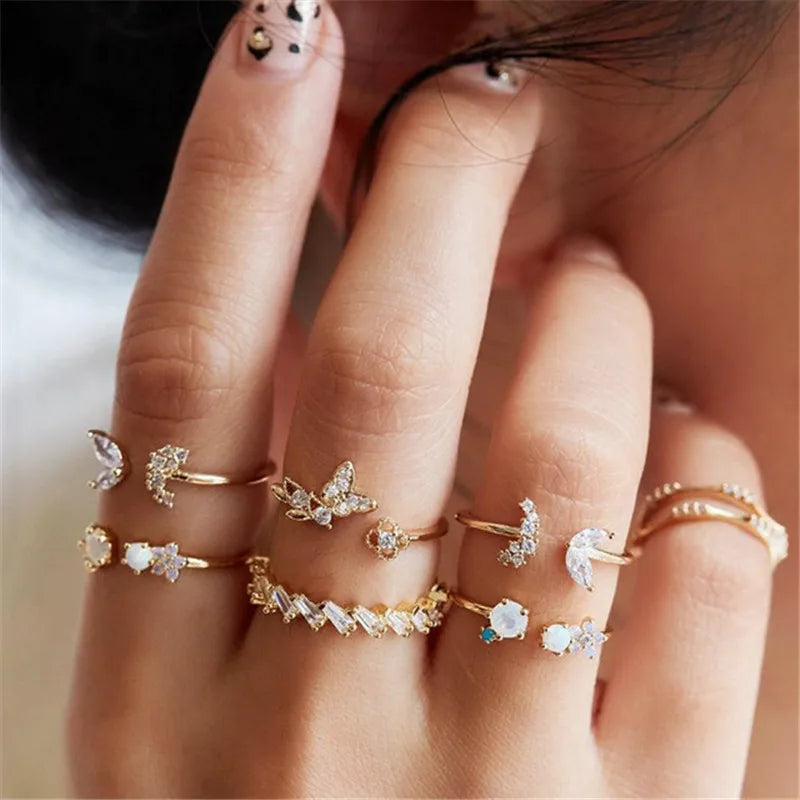 Modyle Boho Gold Color Heart Rings