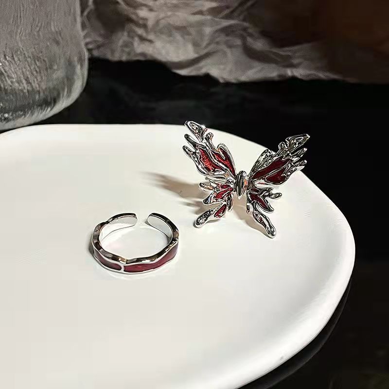 Red Butterfly Ring Opening Adjustable