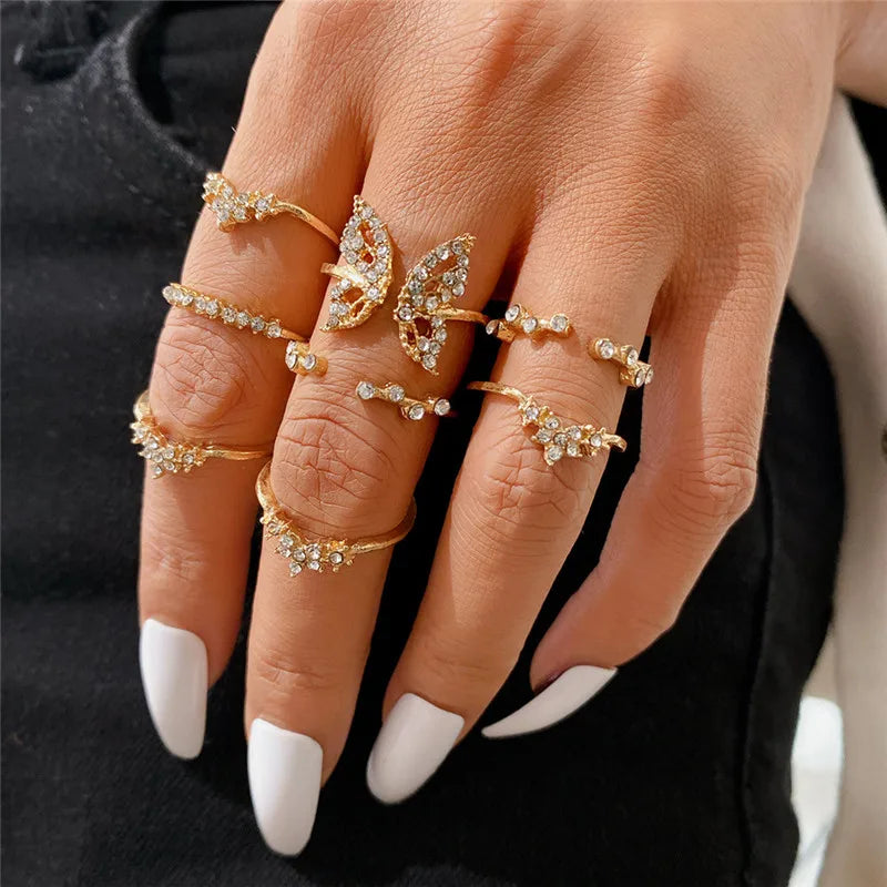 Modyle Boho Gold Color Heart Rings