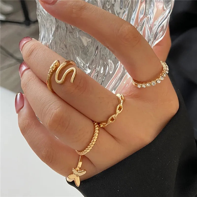 Modyle Boho Gold Color Heart Rings