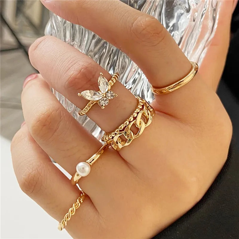 Modyle Boho Gold Color Heart Rings