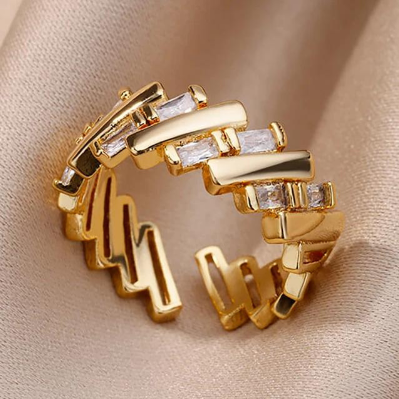 Gold Honey Comb Stainless Steel Rings