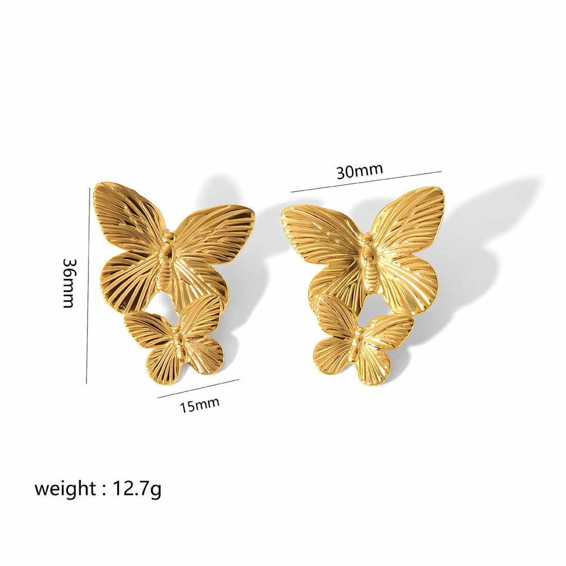 Gold Butterfly Flower Stud Earrings