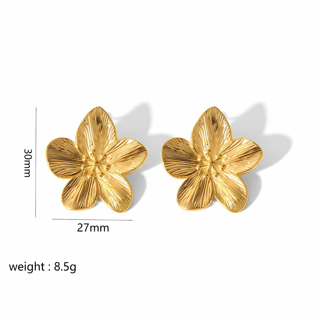 Gold Butterfly Flower Stud Earrings