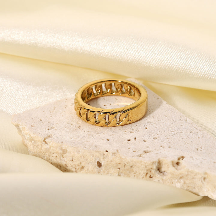 Gold-Plated Stainless Steel Chain Ring