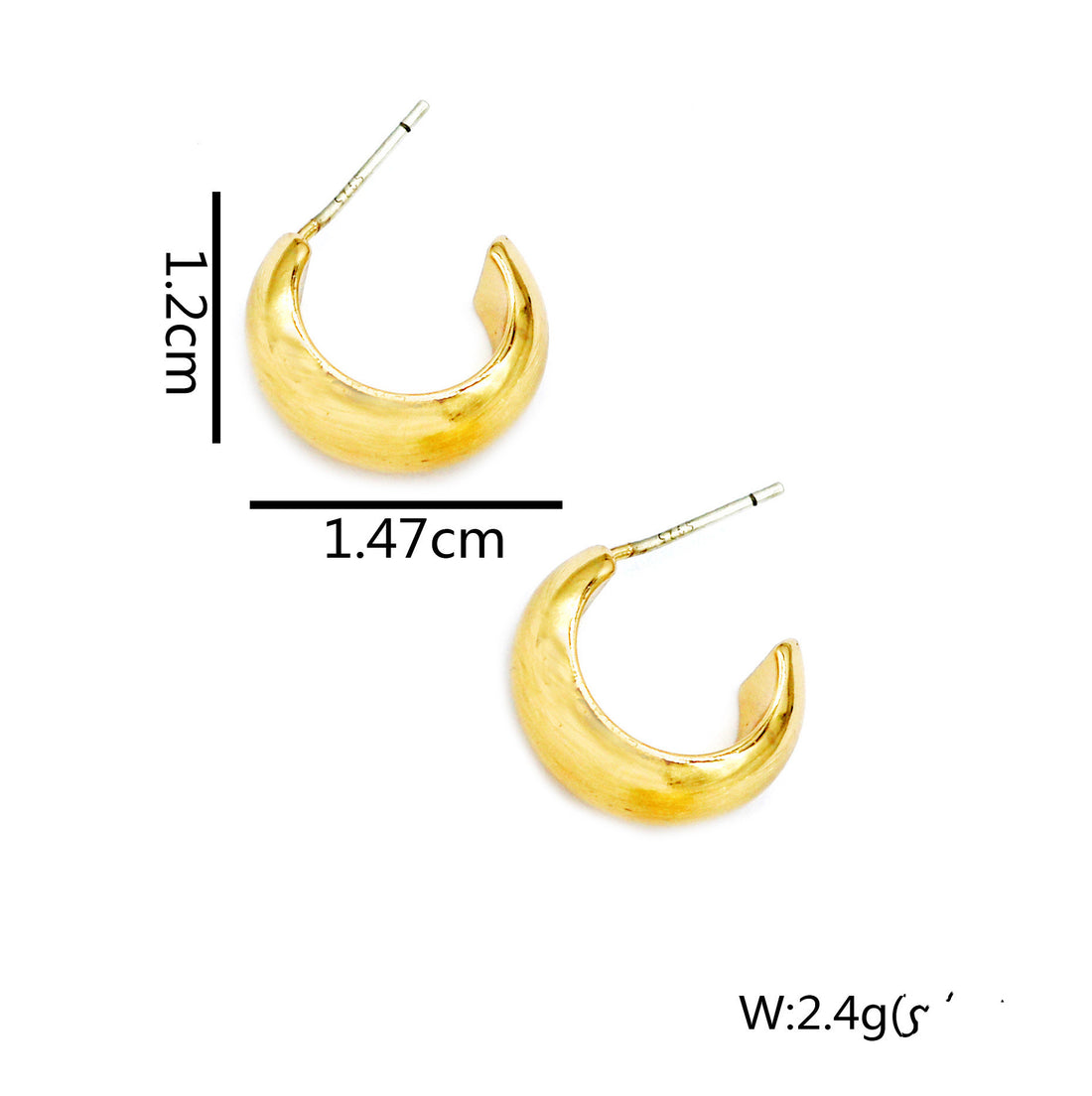 Statement C Shape Gold Plated Earrings