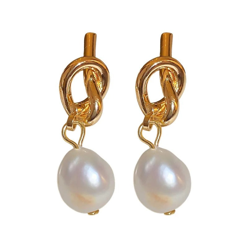 Elegant Spliced Flat Pearl Earrings