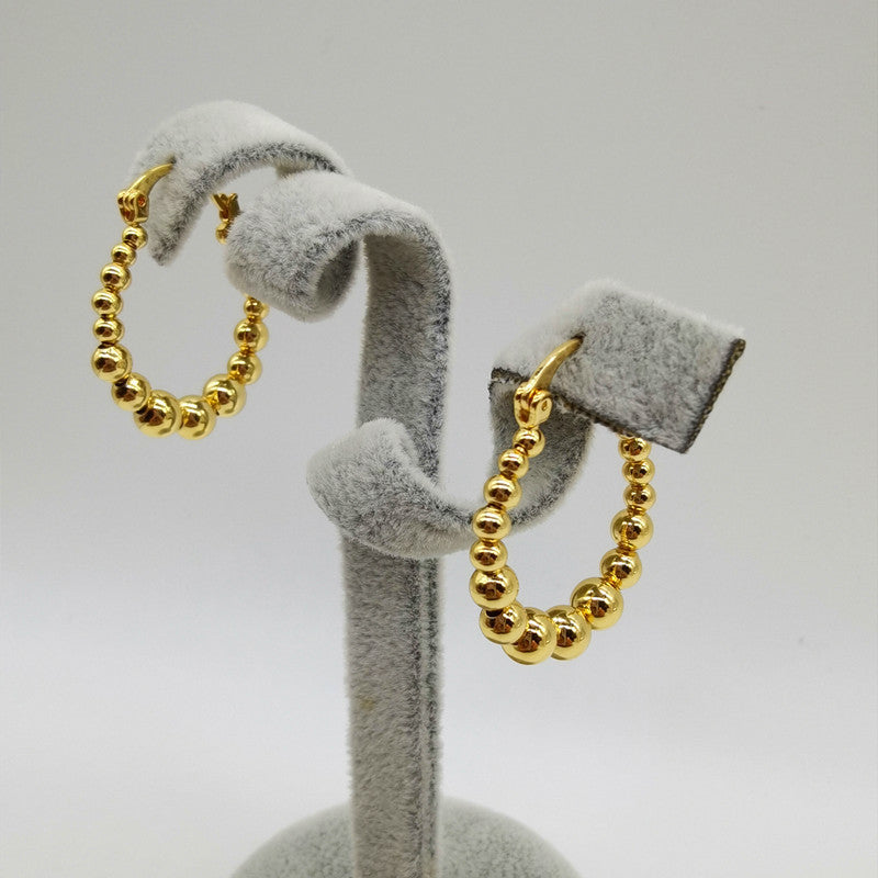 Gold Beaded Circle Hoop Earrings