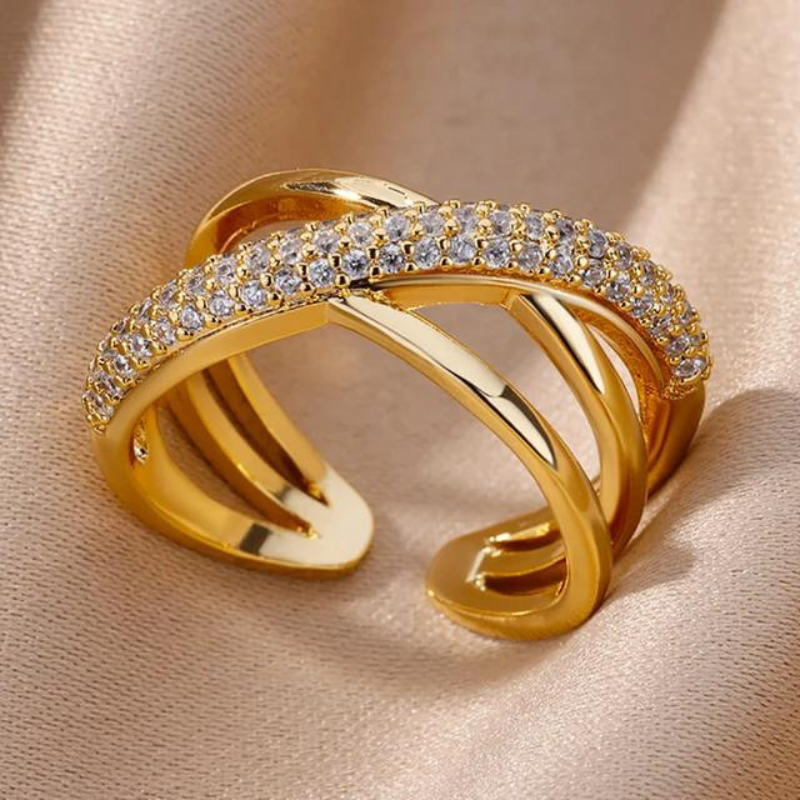 Gold Honey Comb Stainless Steel Rings