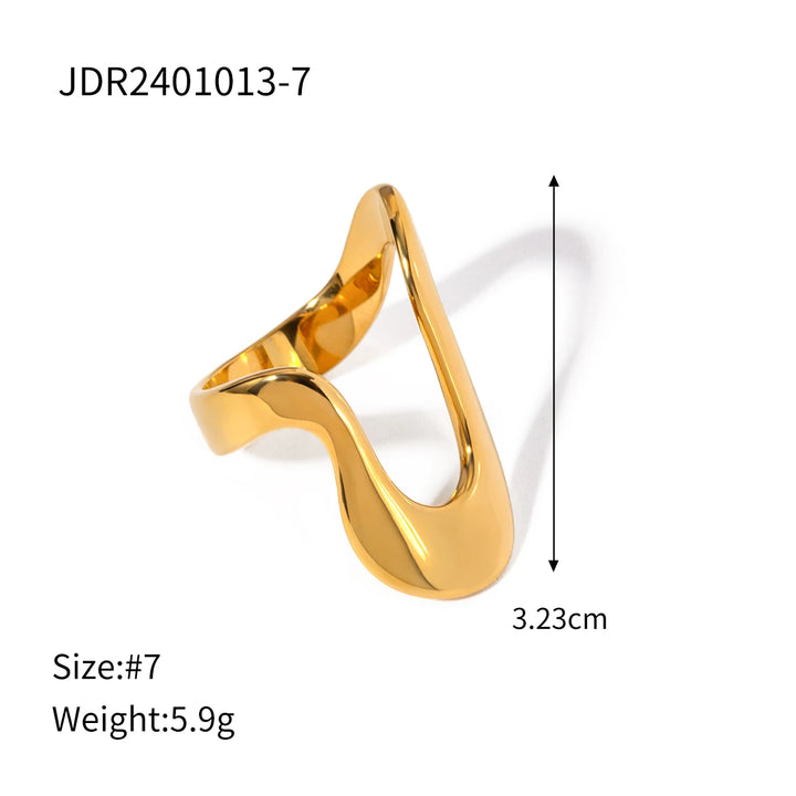 Uworld Rust-Proof Stainless Steel Big Personal Statement Ring for Women