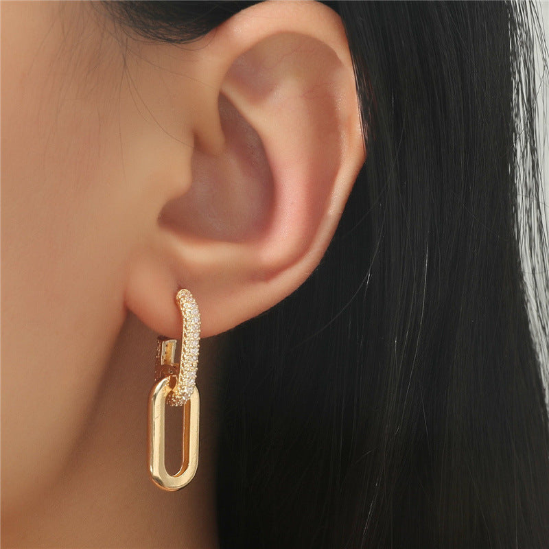 Double Loop Design Drop Earrings