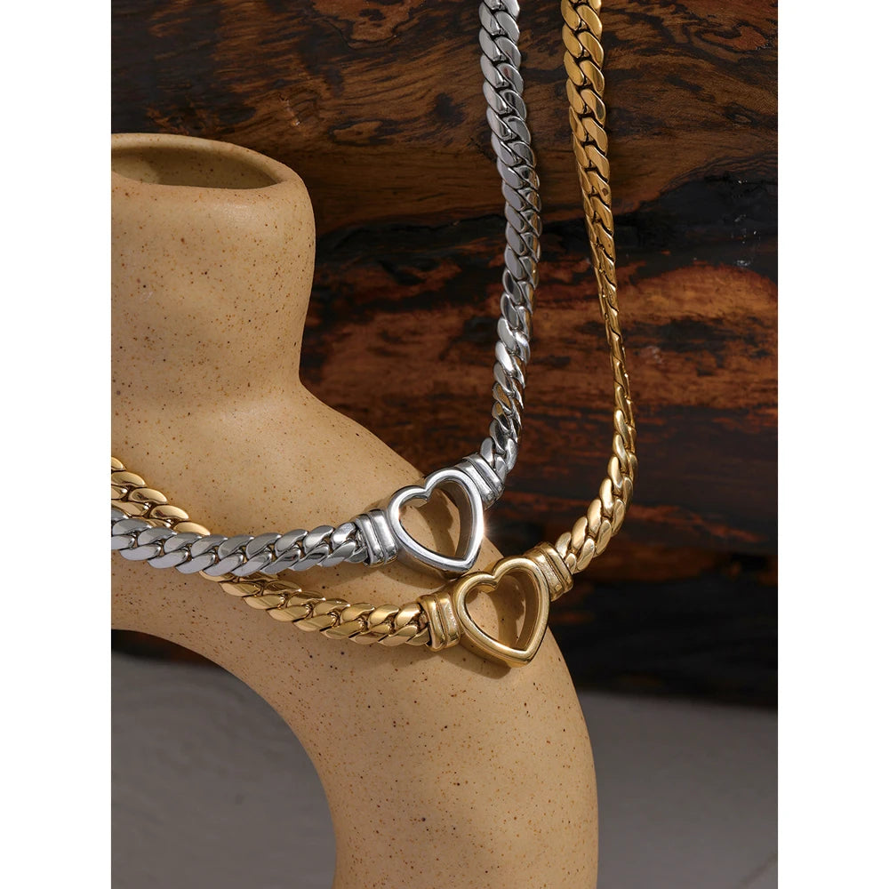 Stainless Steel Heart Chain Necklace