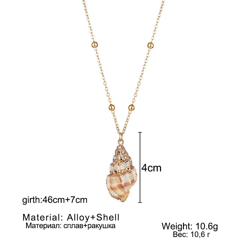 Boho Conch Shell Pendant Necklace