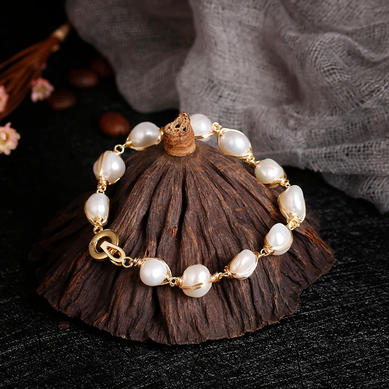 14K Gold Filled Baroque Pearl Bracelet