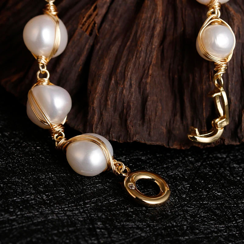 14K Gold Filled Baroque Pearl Bracelet