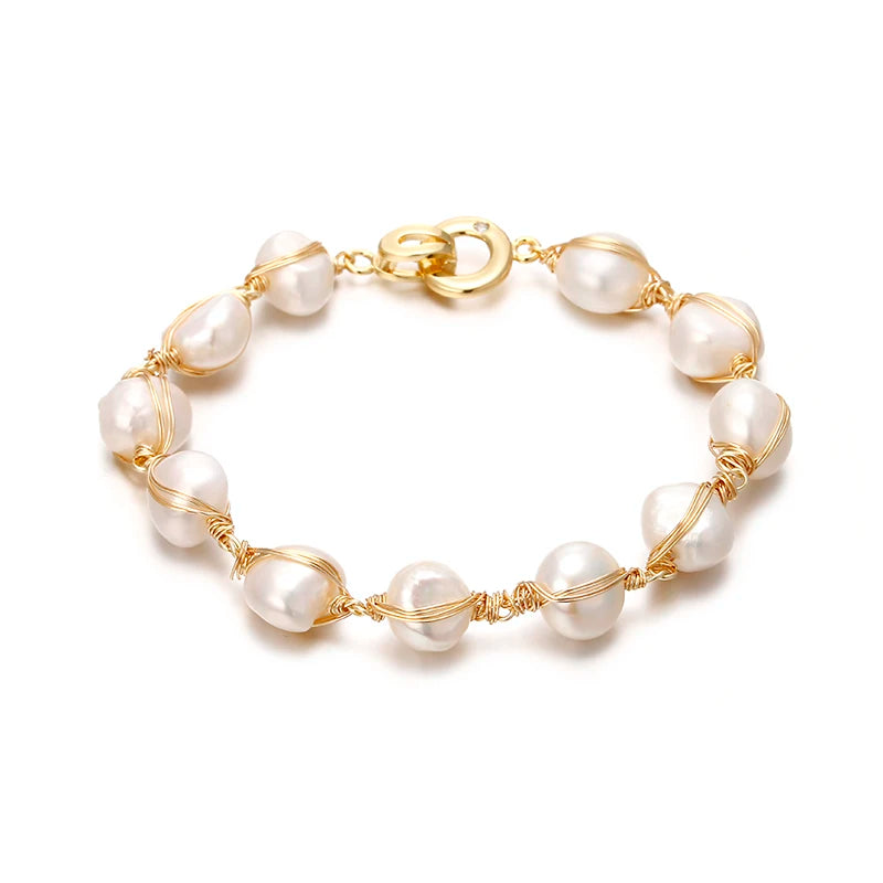 14K Gold Filled Baroque Pearl Bracelet