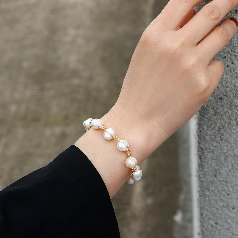 14K Gold Filled Baroque Pearl Bracelet