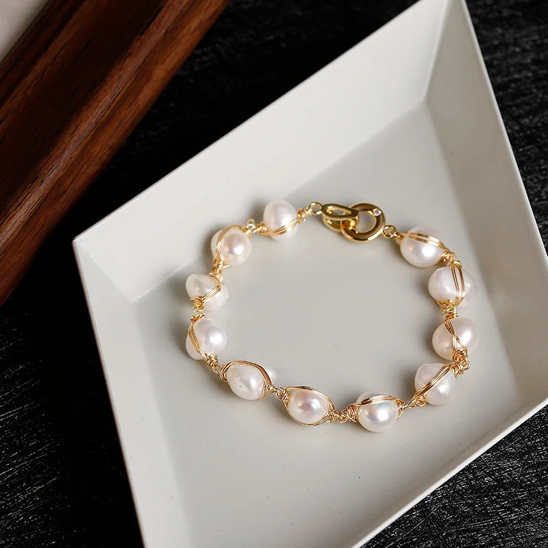 14K Gold Filled Baroque Pearl Bracelet