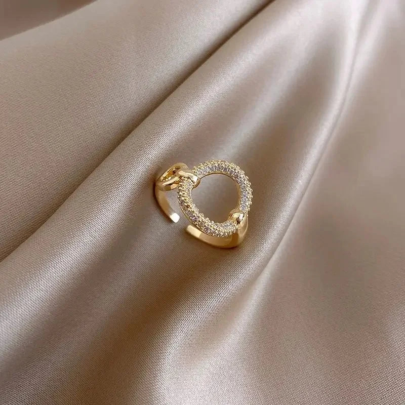 14K Gold Plated Double Love Crystal Ring