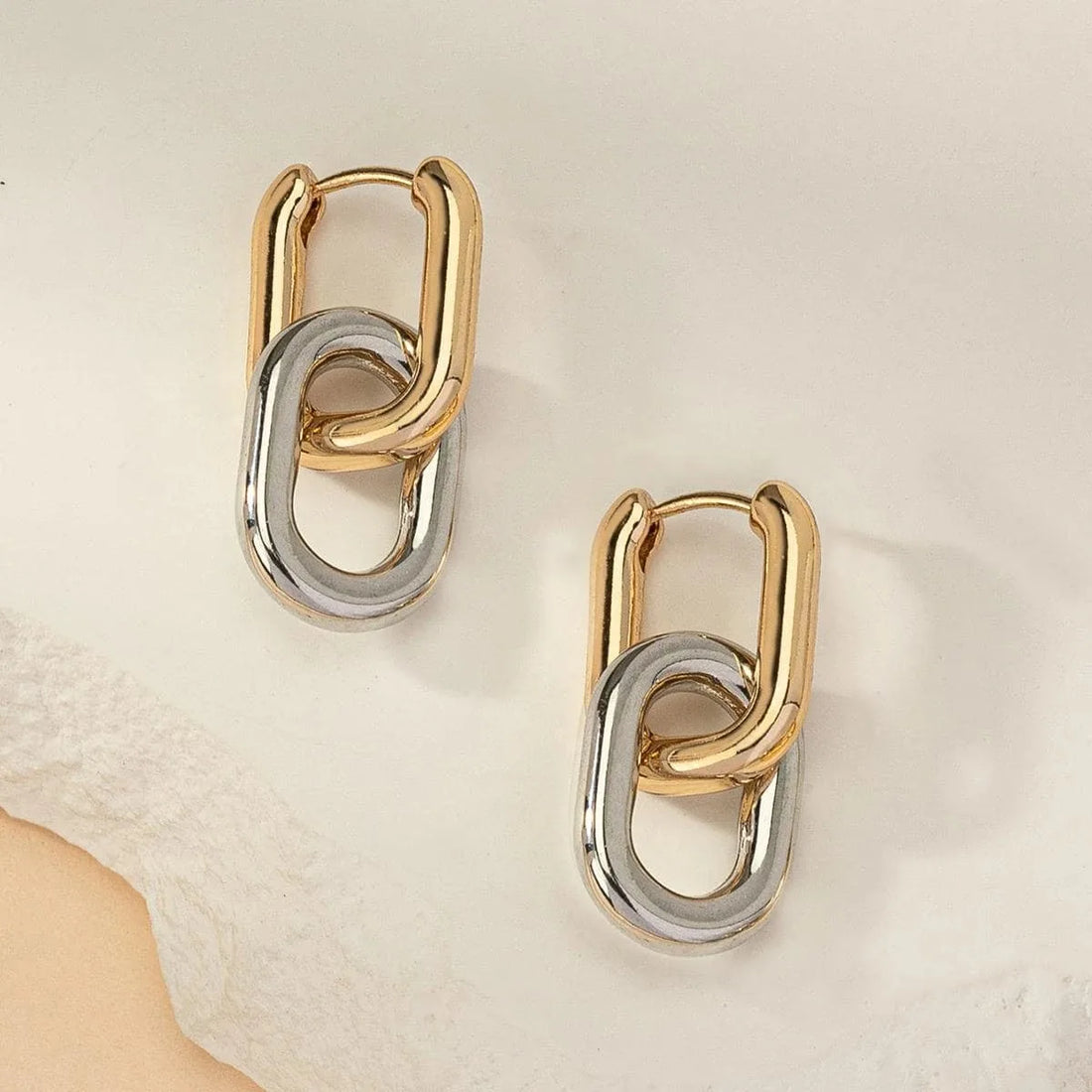 Gold Geometric Square Hoop Earrings – Stainless Steel Punk Party Jewelry