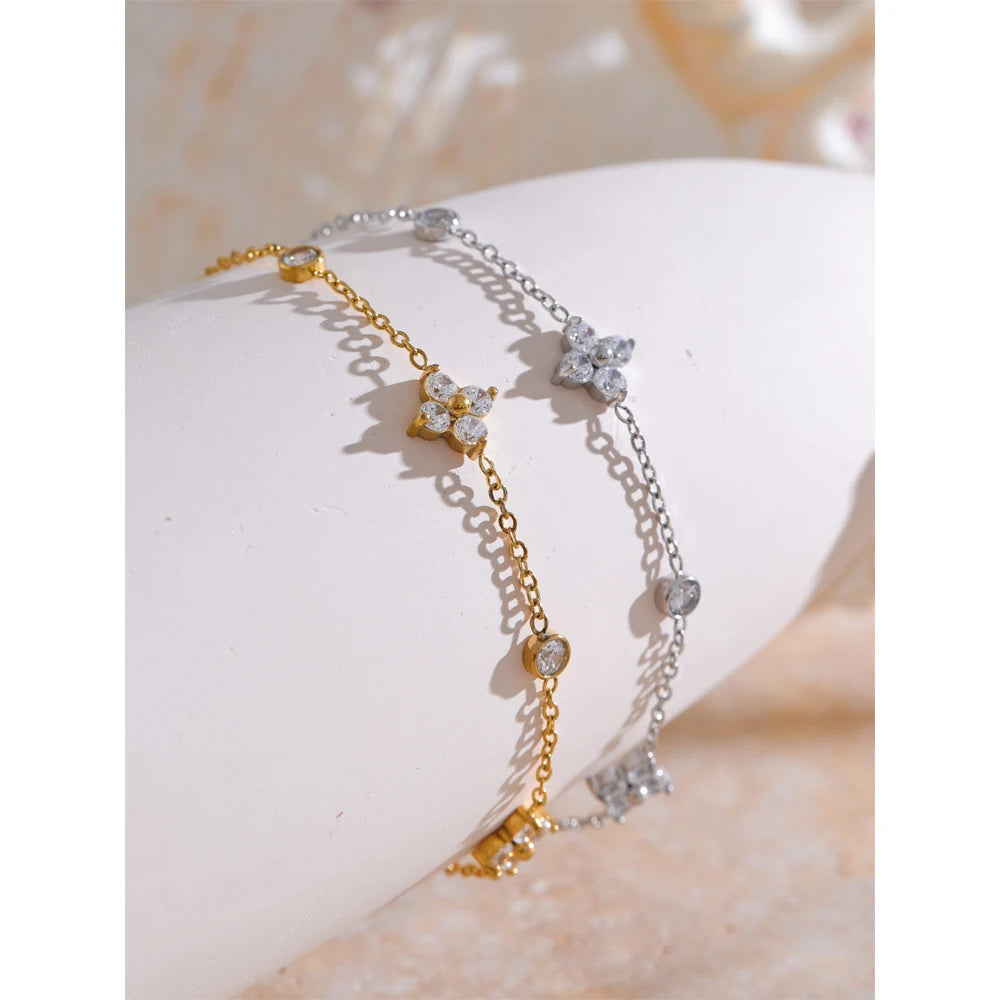 Delicate Cubic Zirconia Flower Bracelet