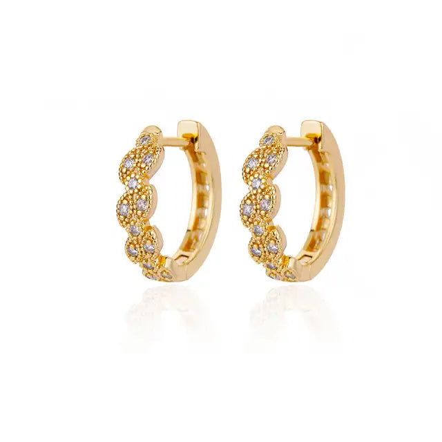 Zircon Round Hoop Earrings for Women Stainless Steel