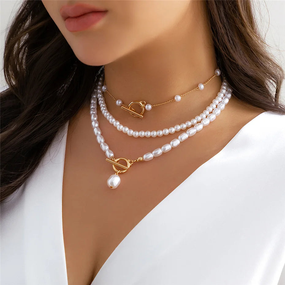 Multilayer Imitation Pearl Necklace